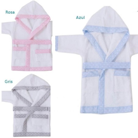 Albornoz Bebe y Niño Blanco con Jaretón Estrellitas