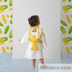 Albornoz infantil niño con capucha azul celeste/amarillo Reptor