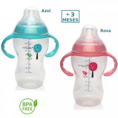 Biberón Anticólico 300 ml Tiki cuello ancho +3m - de bebé