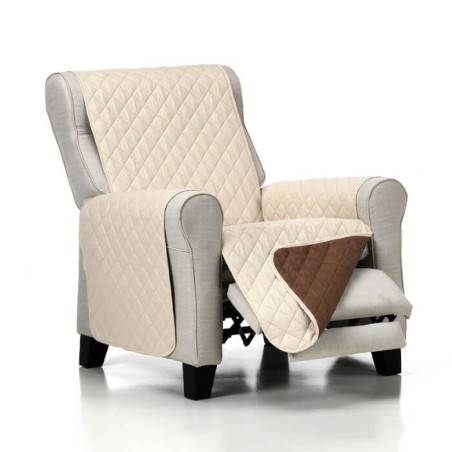 Cubre Sofá Acolchado Reversible Beige - Marrón 1 plaza