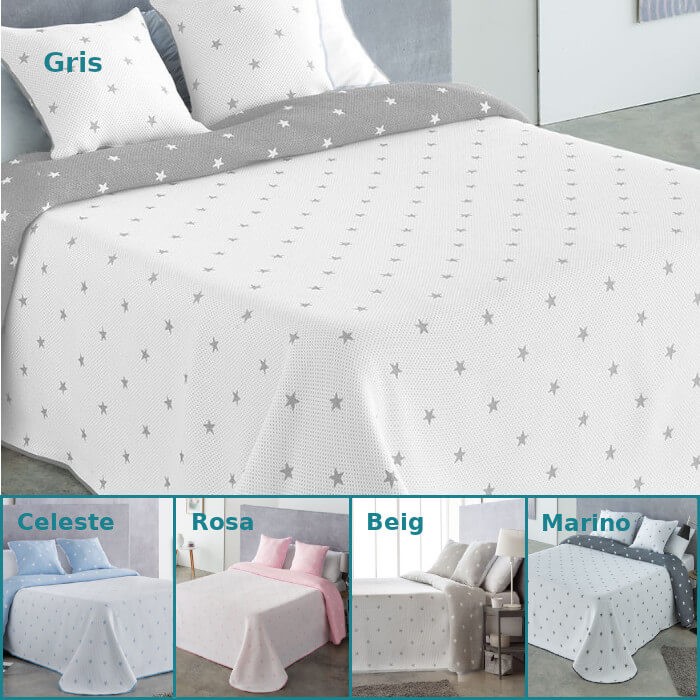 Colcha Jacquard Reversible Estela estrellas 34,50€ Colcha Jacquard Estela Beige | Calidad y precio en