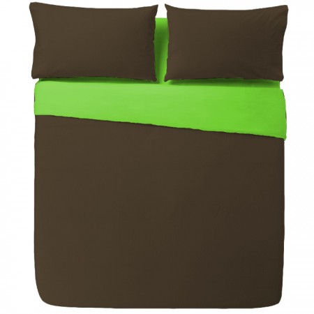 Funda Nórdica 1 pieza Lisas Bicolor Chocolate - Pistacho Royal - relleno de
