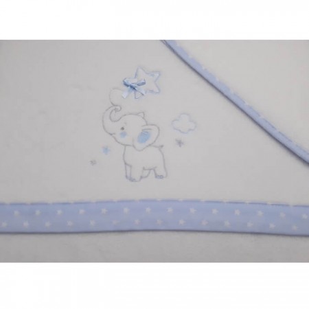 Juego Sábanas Bebé Invierno Microlina Elefante Azul - funda de almohada