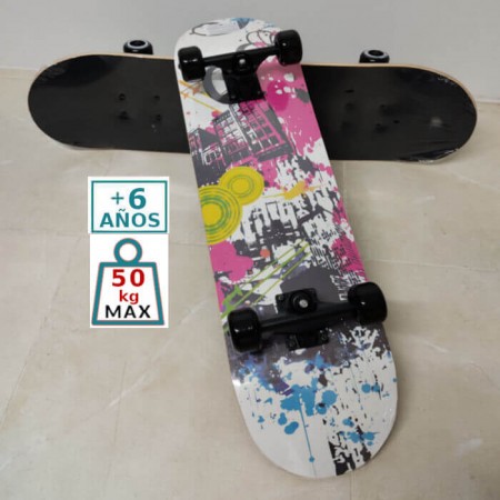 Monopatín Skateboard 31" Blanco B21 - de niños