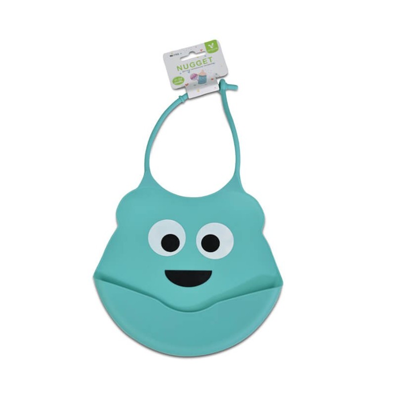 Babero Nugget silicona con bolsillo Verde Agua
