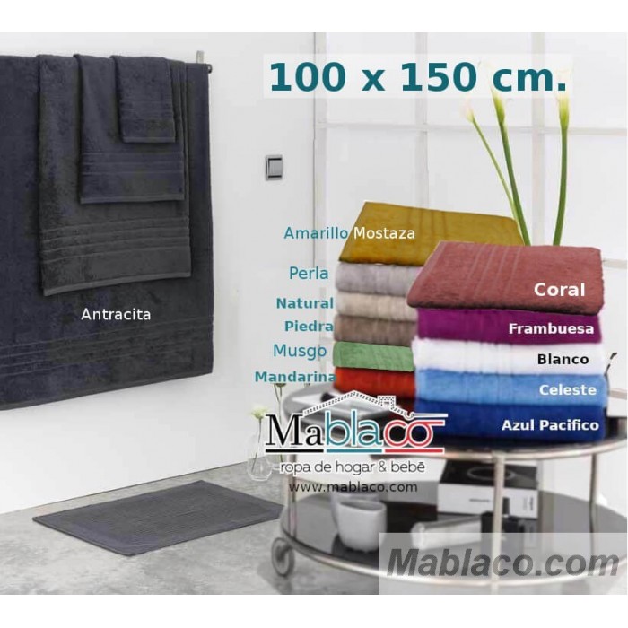 Toalla de baño de lujo súper suave 100 x 200 cm color azul 100% algodón egipcio 600 g/m² 