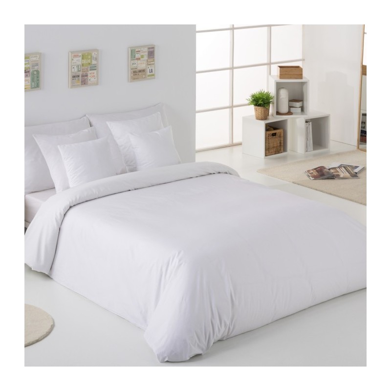 Funda Nórdica Lisa Algodón 200 hilos 1 pieza Blanco