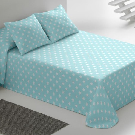 Colcha de Verano Estrellas Blancas fondo Turquesa