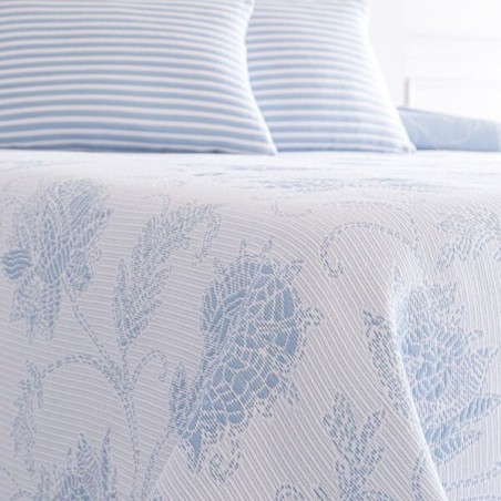 Colcha Jacquard Reversible Isabela Celeste