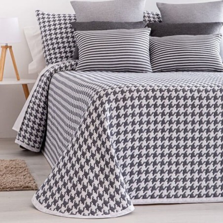 Colcha Jacquard Reversible Charlotte Negro Pato de Gallo