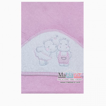 Capa de Baño Hipopotamos Rosa - bebé