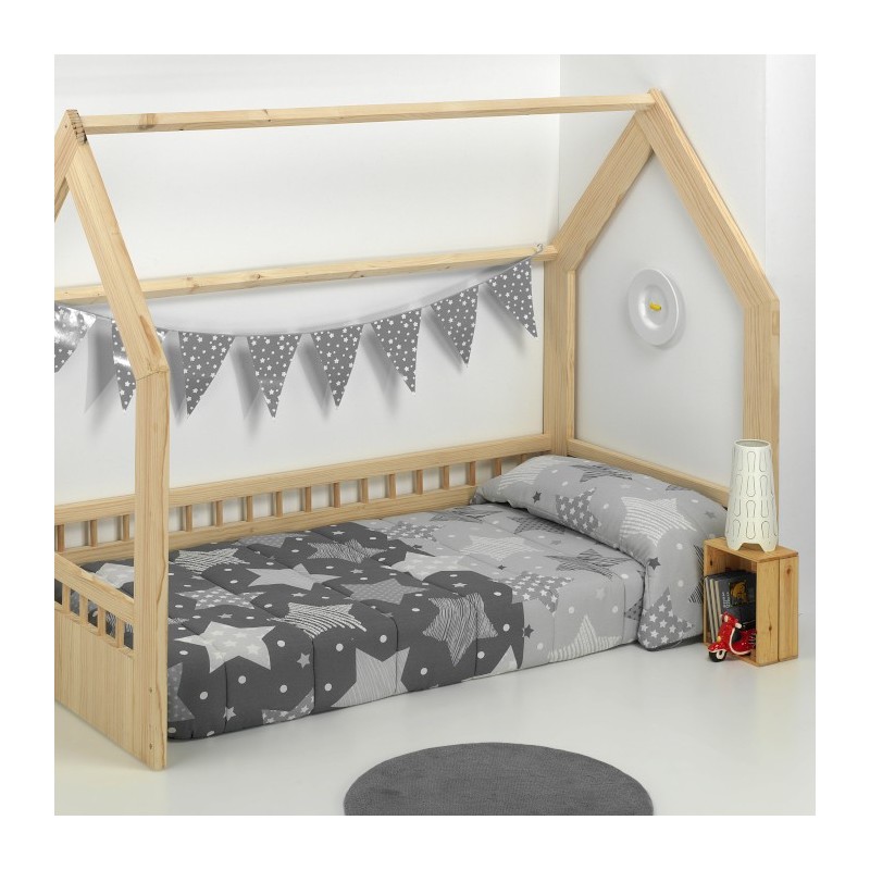 Edredón Ajustable Estrellas Stars Gris Edredón Ajustable Estrellas Stars Gris