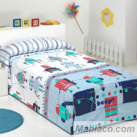 Edredón Comforter Infantil Robots Azul