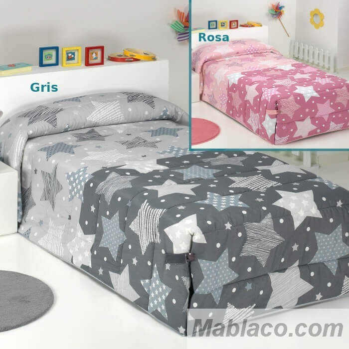 Edredon Conforter Infantil Estrellas Gris para Cama de 90 cm