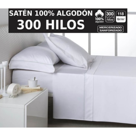 Juego de Sábanas Lisas Satén Biés 100% Algodón 300 hilos 