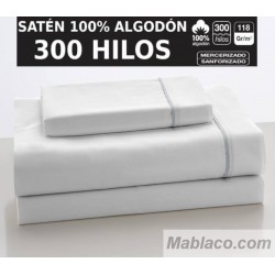 Juego de Sábanas Lisas Satén Biés 100% Algodón 300 hilos 