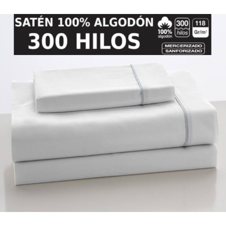 Juego de Sábanas Lisas Satén Biés 100% Algodón 300 hilos 