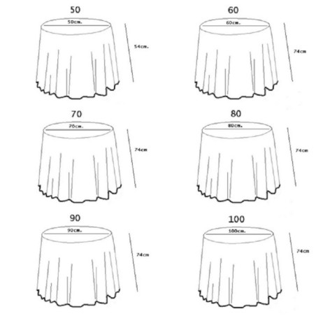 Detalle medidas disponibles Falda Mesa Camilla Jacquard Archer