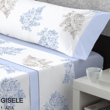 Juego de Sábanas Franela de Algodón Gisele Azul