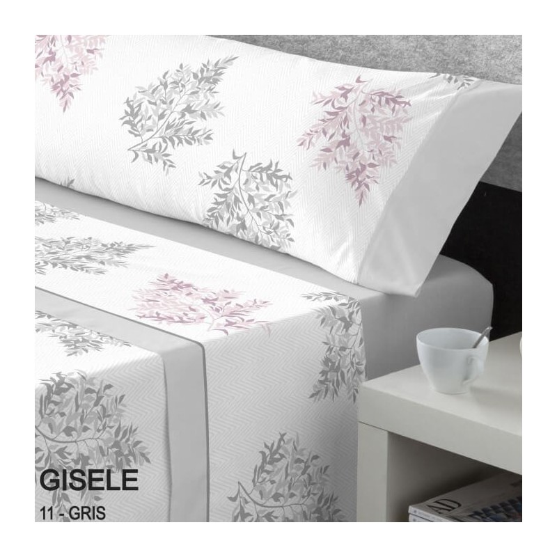 Juego de Sábanas Franela de Algodón Gisele Gris