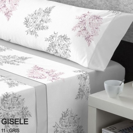 Juego de Sábanas Franela de Algodón Gisele Gris