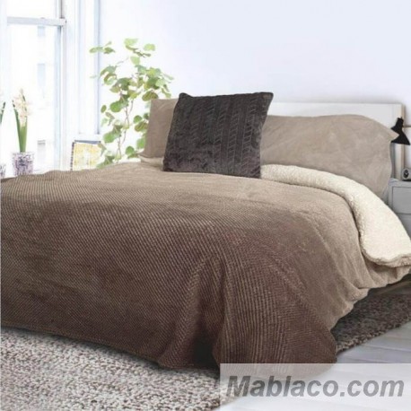 Edredón Comforter Degrade Taupe Sedalina reverso Borreguillo Sherpa