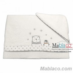 Juego Sábanas Bebé Invierno Microlina Oso Polar Gris