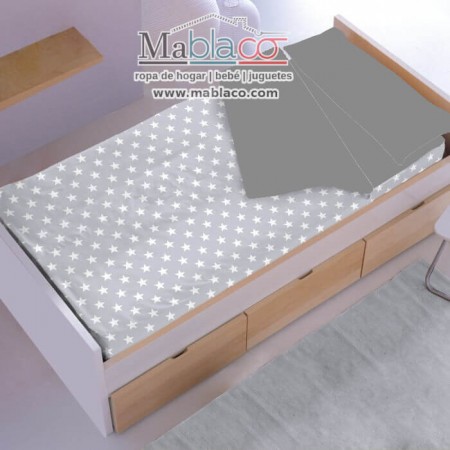Saco Nórdico Bebé Estrellas Blancas fondo gris - juego de cama