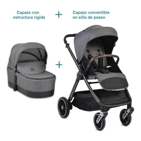 Capazo rígido + silla de paseo convertible en capazo Macan gris