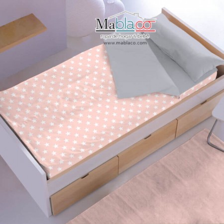 Saco Nórdico Invierno Bebé Estrellas Blancas fondo Rosa - de cama