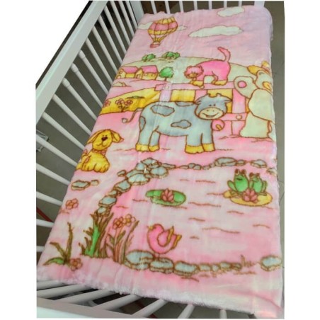 Manta bebe cuna Osito - Vaca 110 x 130 Rosa