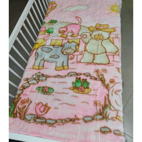 Manta bebe cuna Osito - Vaca 110 x 130 Rosa