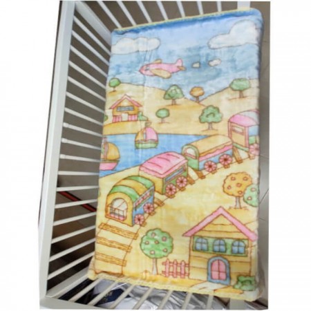 Manta bebe cuna Trenecito 110 x 130 Amarillo - de