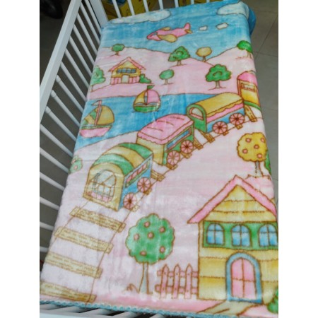 Manta bebe cuna Trenecito 110 x 130 Rosa - de
