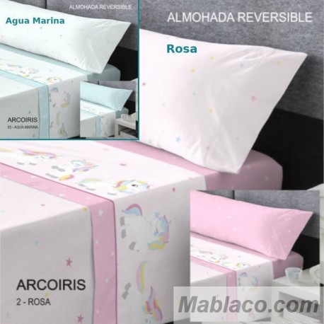 Juego de Sábanas Arcoiris Unicornio Infantiles