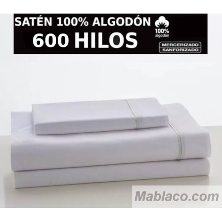 Sábana Bajera Ajustable Blanca 600 hilos 100% Algodón Desde 50,25€