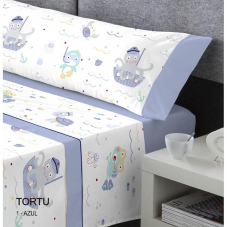 Juego de Sábanas Tortu Infantiles Azul