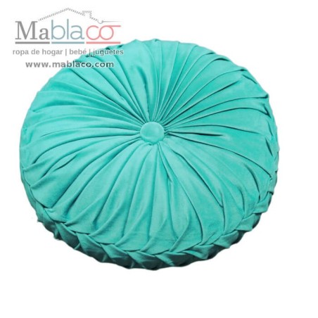 Cojín Terciopelo Bombón Redondo Agua