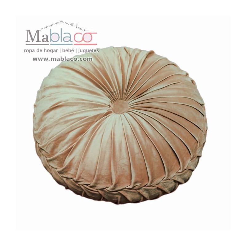Cojín Terciopelo Bombón Redondo Beige