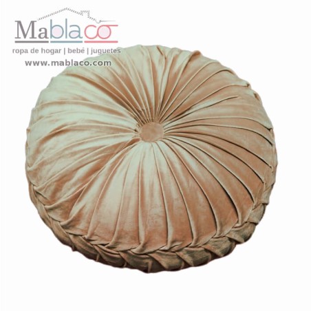 Cojín Terciopelo Bombón Redondo Beige