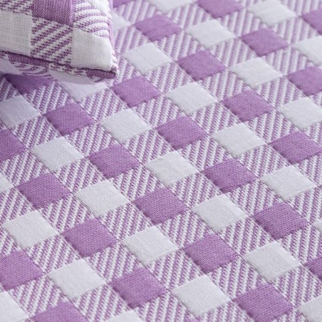 Detalle de diseño Colcha Lenzo Lila Jacquard Reversible