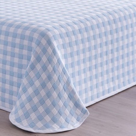 Detalle Colcha Lenzo Celeste Jacquard Reversible 