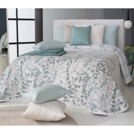 Colcha Jacquard Reversible Cordoba Turquesa Anverso