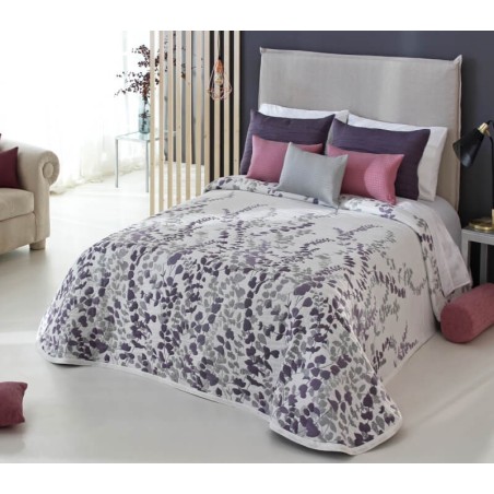 Colcha Jacquard Reversible Cordoba Morado Anverso