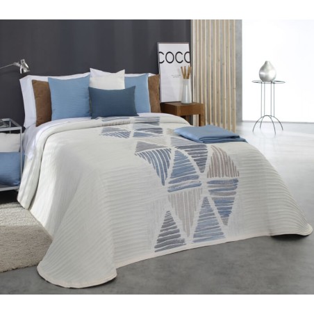 Colcha Jacquard Reversible Lynch Azul Anverso