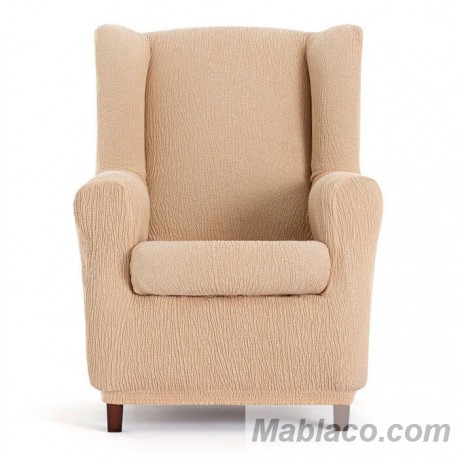 Funda de Sillón Orejero Elástica Troya Beige