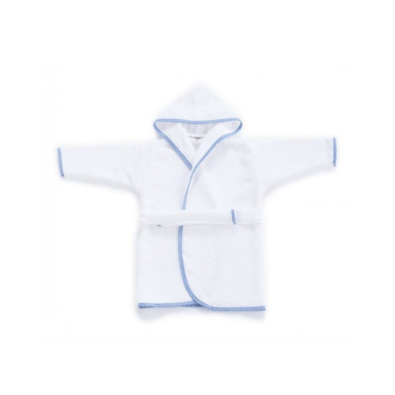Albornoz Bebe y Niño Blanco con Ribete Azul Albornoz Bebe y Niño Blanco con Ribete Azul