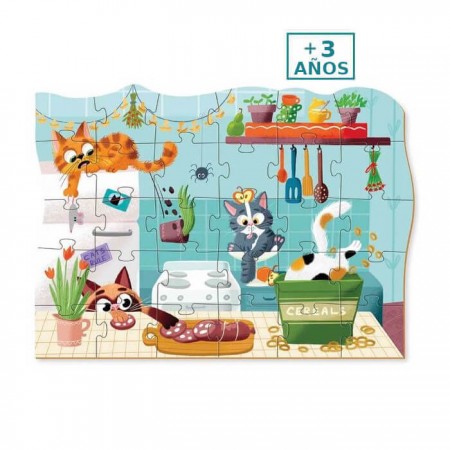 Puzzle Mascotas Gatos Traviesos Dodo +3 años - de niños
