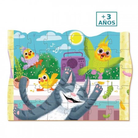 Puzzle Mascotas Gato feliz Dodo +3 años - de niños