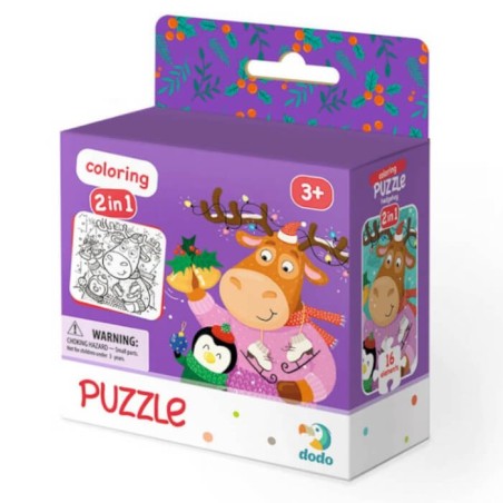 Caja presentación Puzzle para colorear 2 en 1 Ciervo y Pingüino Dodo +3 años